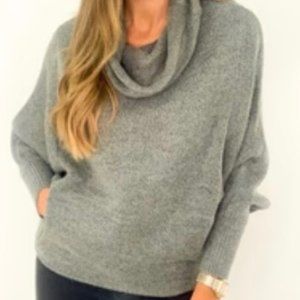 Entro Grey Dolman Sleeve Cowl Neck Sweater